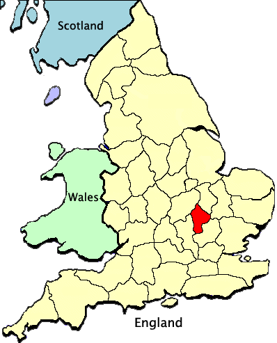 Location of Bedfordshire, England