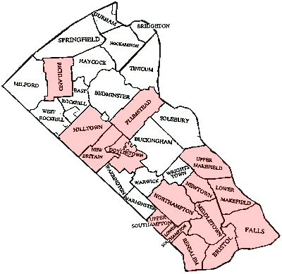 Bucks County Pennsylvania township Map