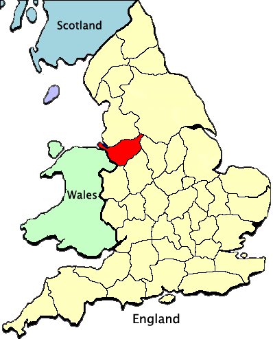 Location of Cheshire, England