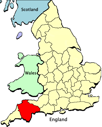 Location of Devon, England