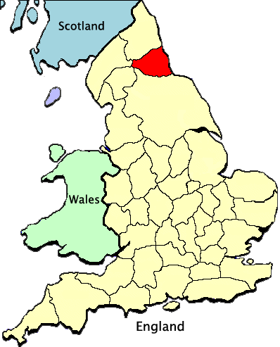 Location of Durham, England