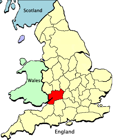 Location of Gloucestershire, England