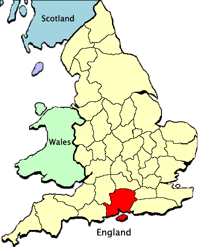 Location of Hampshire, England