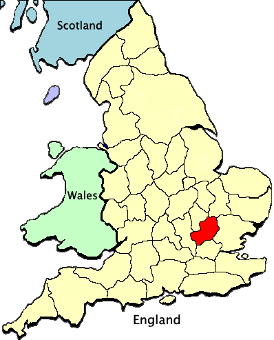 Location of Hertsfordshire, England