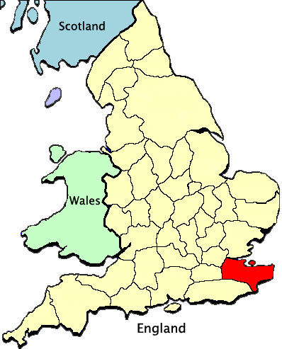 Location of Kent, England