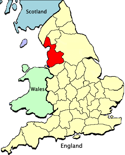 Location of Lancashire, England