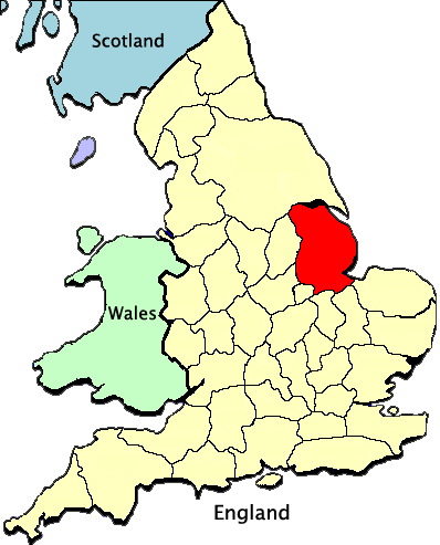 Location of Lincolnshire, England