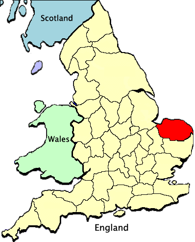 Location of Norfolk, England