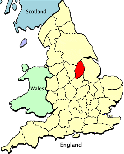 Location of Nottinghamshire, England
