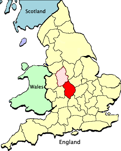 Location of Warwickshire, England