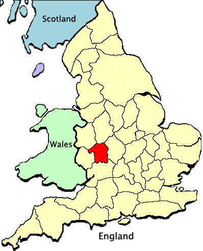 Location of Worcestershire, England