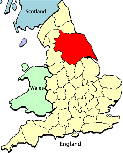 Location of Yorkshire, England